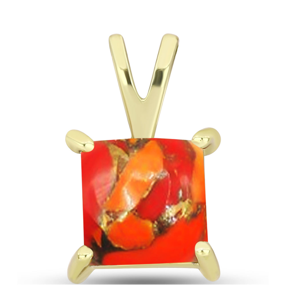 Pendente de Prata com Banho de Ouro com Turquesa de Mohave 1 