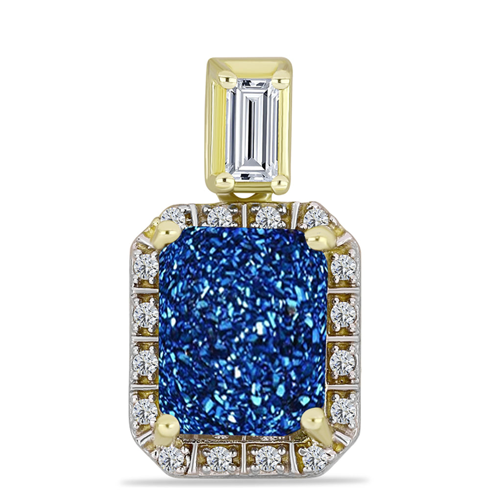 Pendente de Prata com Banho de Ouro com Drusy Azul e Topázio Branco