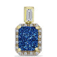 Pendente de Prata com Banho de Ouro com Drusy Azul e Topázio Branco