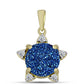 Pendente de Prata com Banho de Ouro com Drusy Azul e Topázio Branco