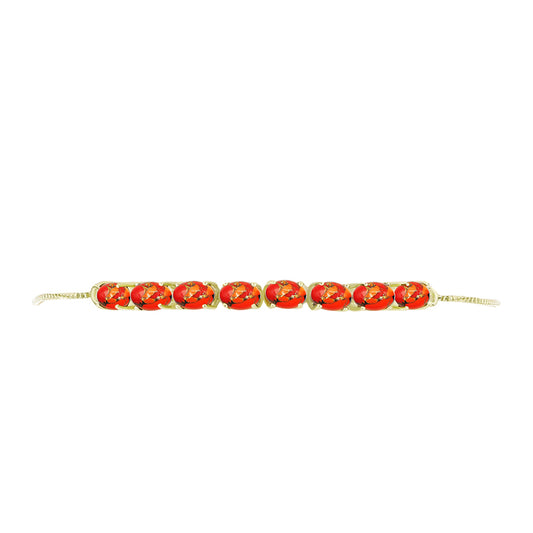Pulseira de Prata com Banho de Ouro com Turquesa de Mohave  Contraste: Cabeca de Veado (800)