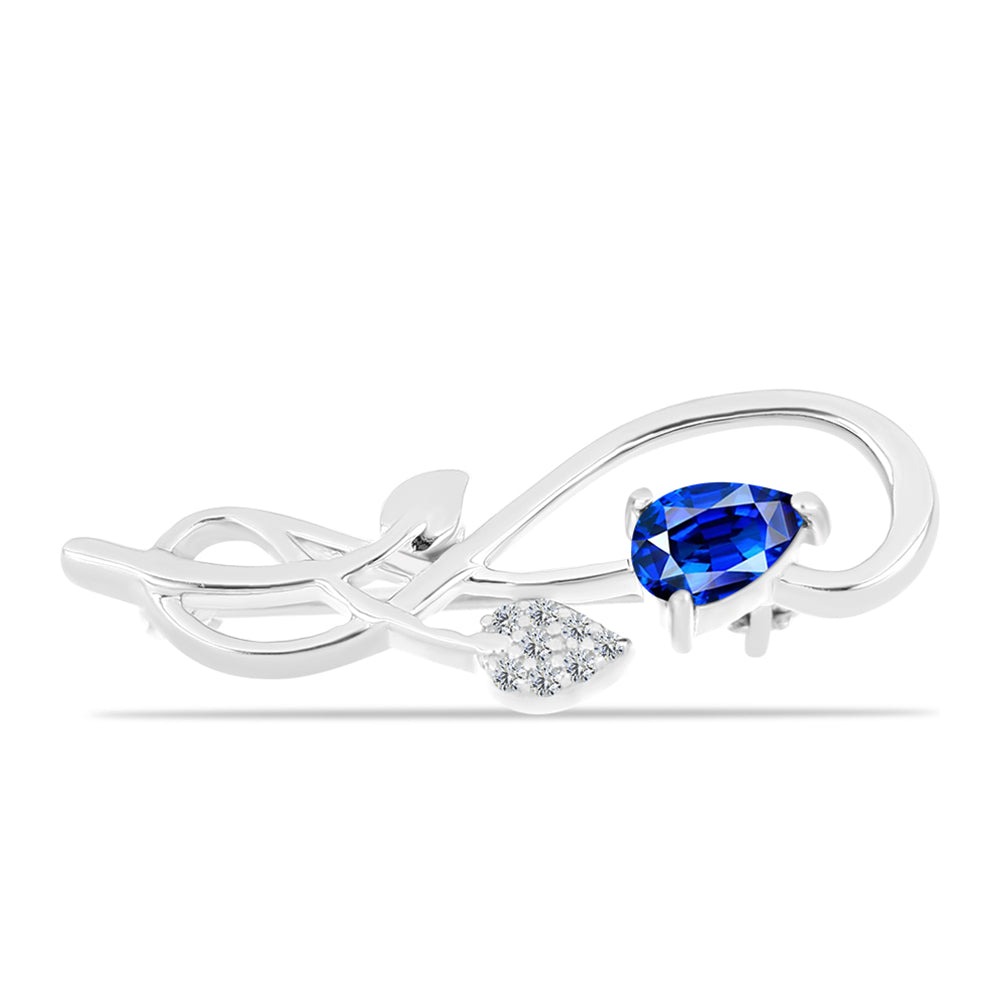 Alfinete de Prata com Safira Azul Australiana e Topázio Branco