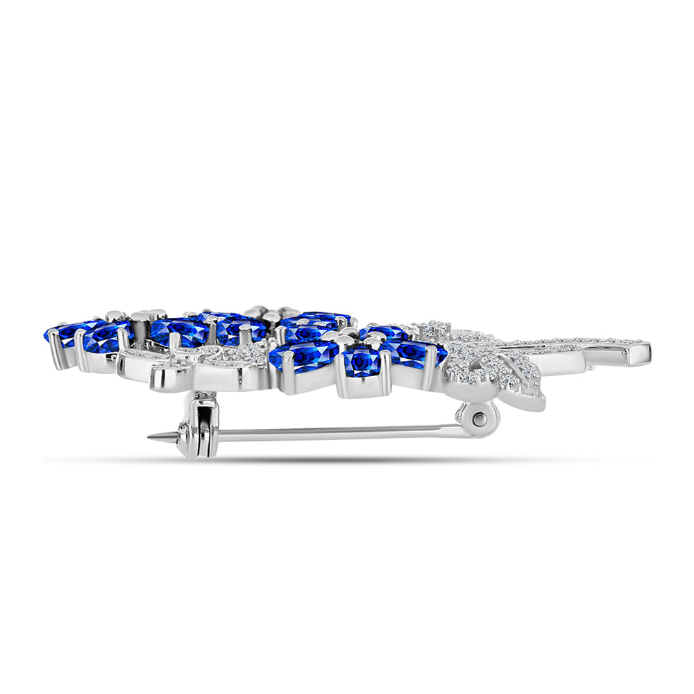 Alfinete de Prata com Safira Azul Australiana e Topázio Branco  Contraste: Cabeca de Veado (800)