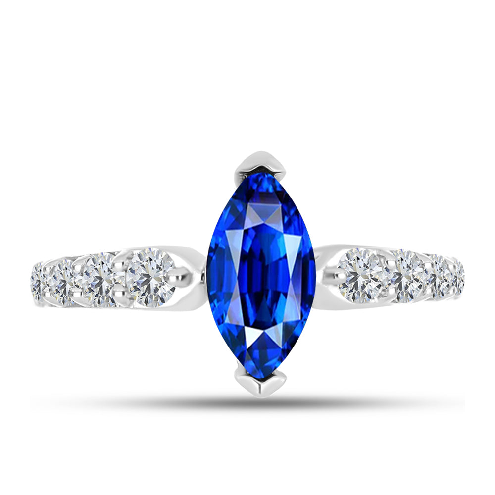 Anel de Prata com Safira Azul Australiana e Topázio Branco 1 