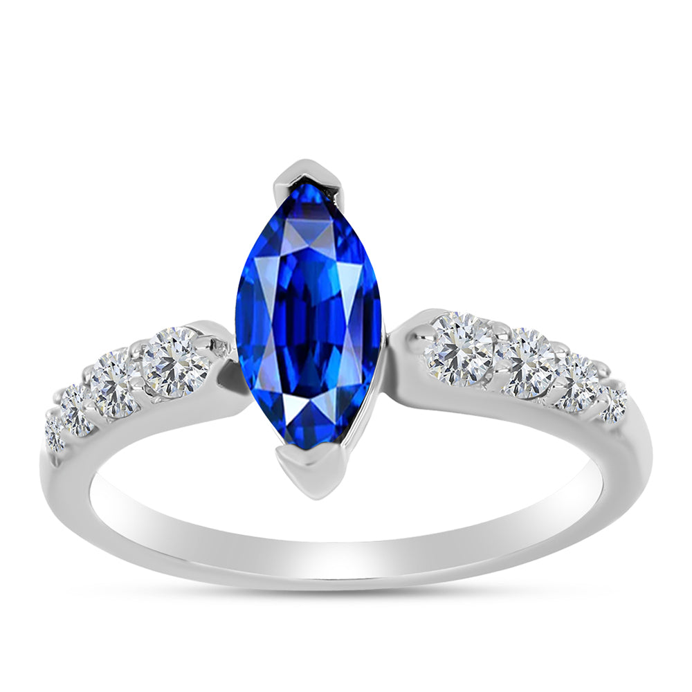 Anel de Prata com Safira Azul Australiana e Topázio Branco 3 