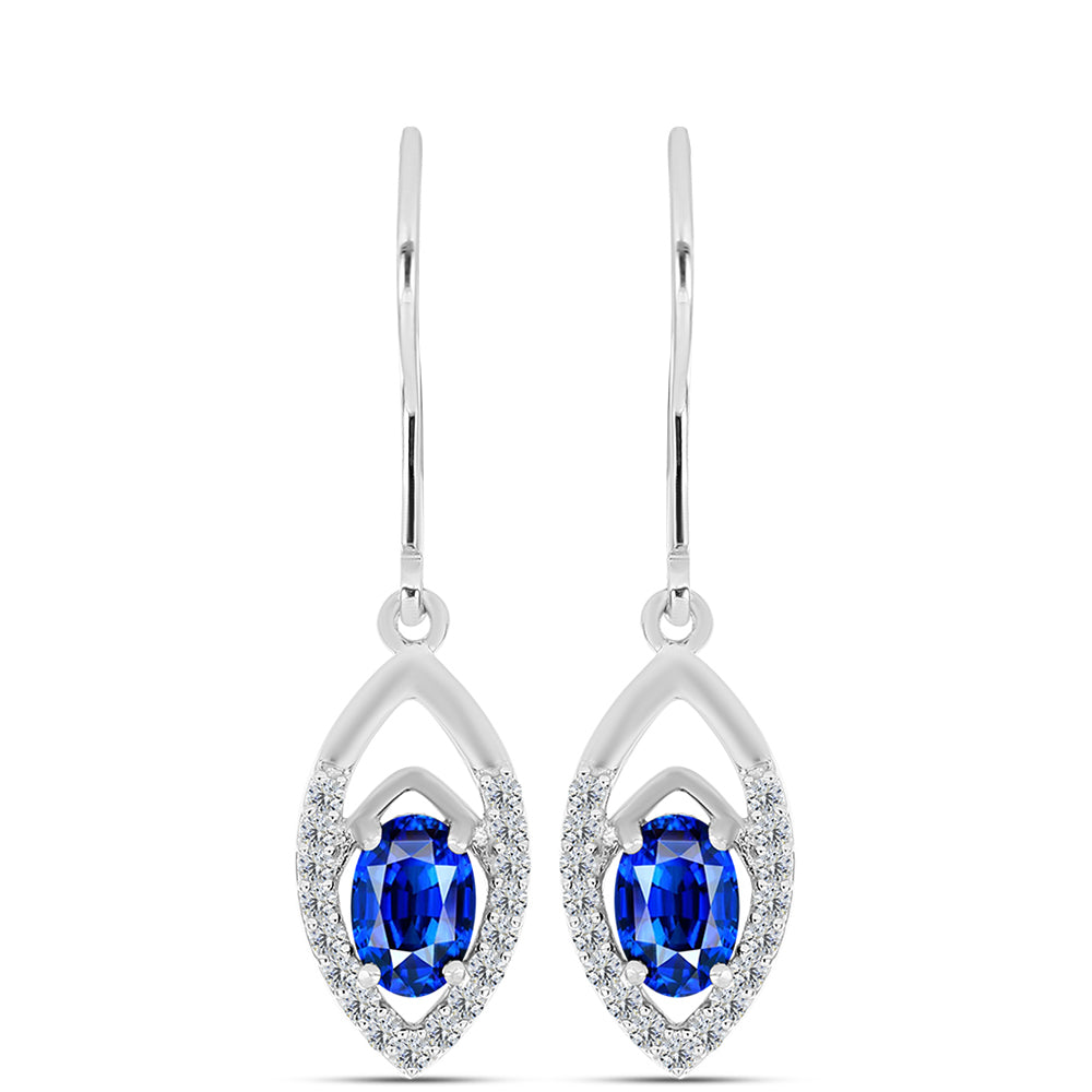 Brincos de Prata com Safira Azul Australiana e Topázio Branco
