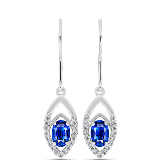 Brincos de Prata com Safira Azul Australiana e Topázio Branco