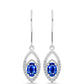 Brincos de Prata com Safira Azul Australiana e Topázio Branco