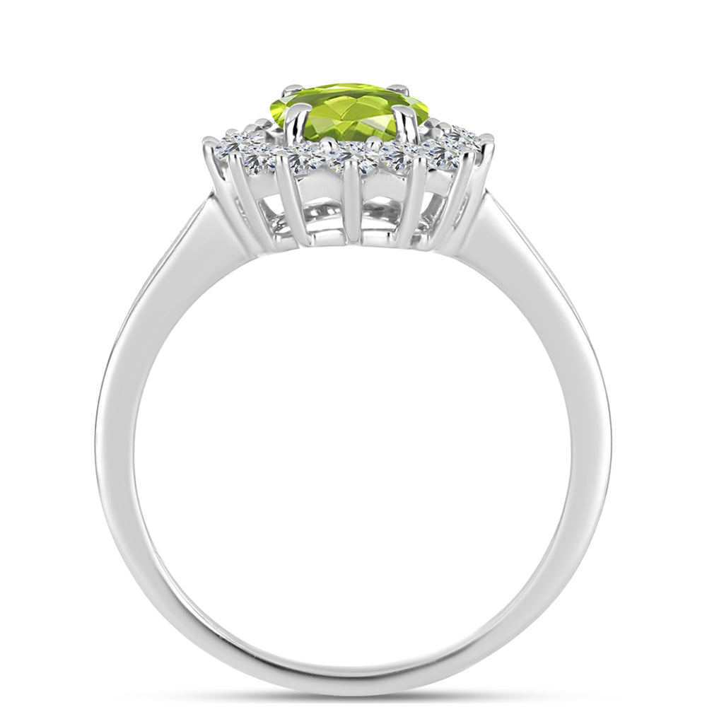 Anel de Prata com Peridoto de Changbai e Topázio Branco 2 