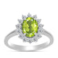 Anel de Prata com Peridoto de Changbai e Topázio Branco