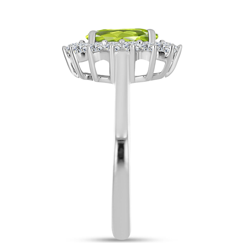 Anel de Prata com Peridoto de Changbai e Topázio Branco 4 