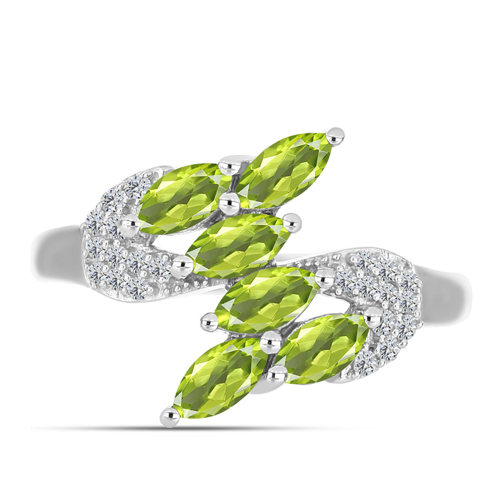 Anel de Prata com Peridoto de Changbai e Topázio Branco 1 