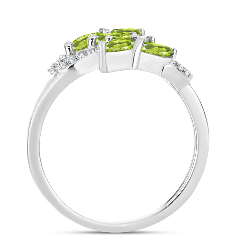 Anel de Prata com Peridoto de Changbai e Topázio Branco 2 