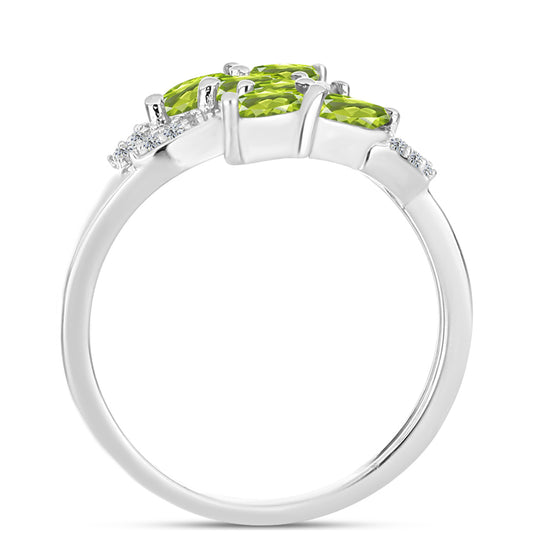 Anel de Prata com Peridoto de Changbai e Topázio Branco
