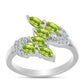 Anel de Prata com Peridoto de Changbai e Topázio Branco