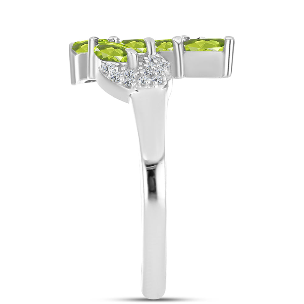 Anel de Prata com Peridoto de Changbai e Topázio Branco 4 