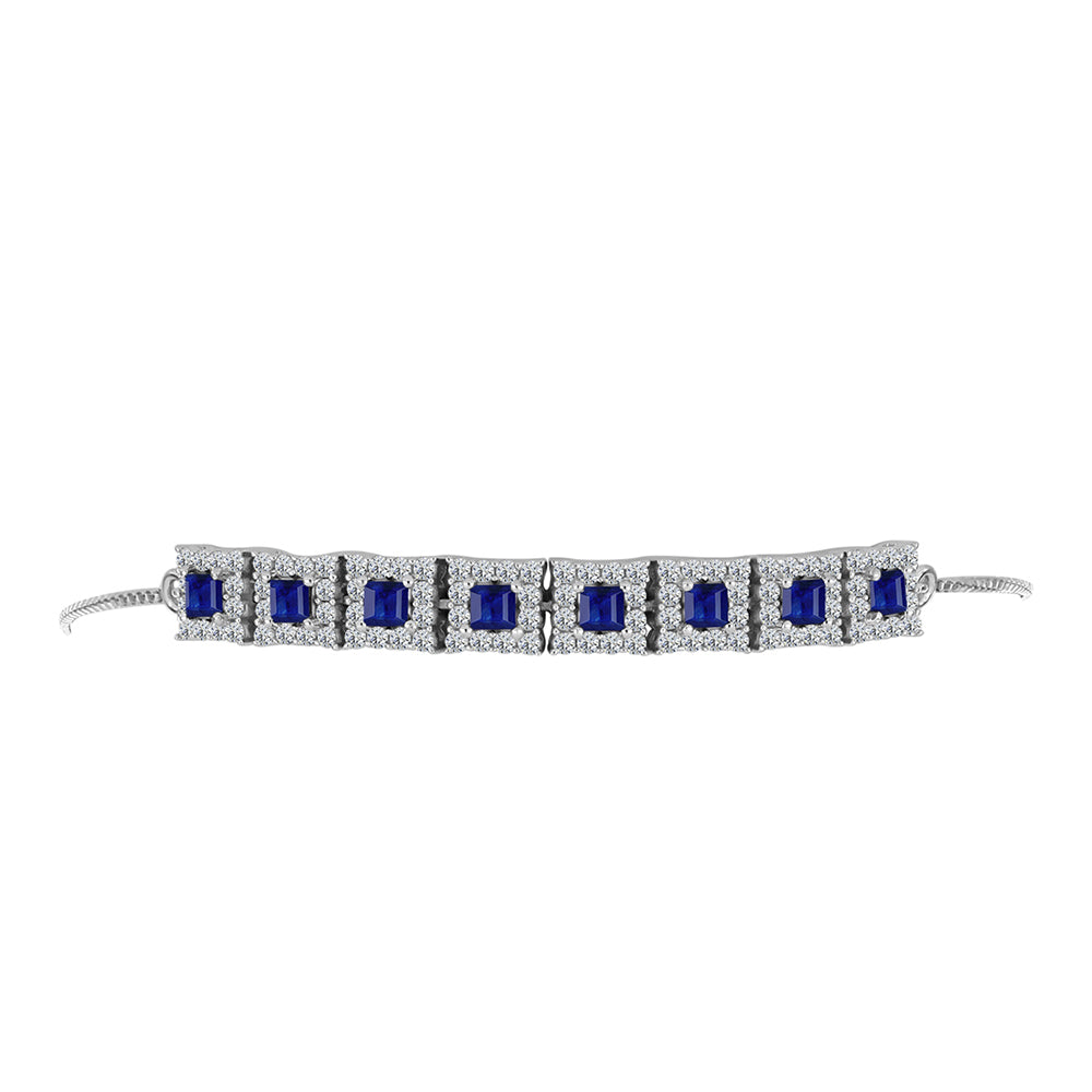 Pulseira de Prata com Safira Azul Australiana e Topázio Branco  Contraste: Cabeca de Veado (800)