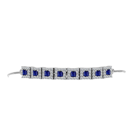 Pulseira de Prata com Safira Azul Australiana e Topázio Branco  Contraste: Cabeca de Veado (800)