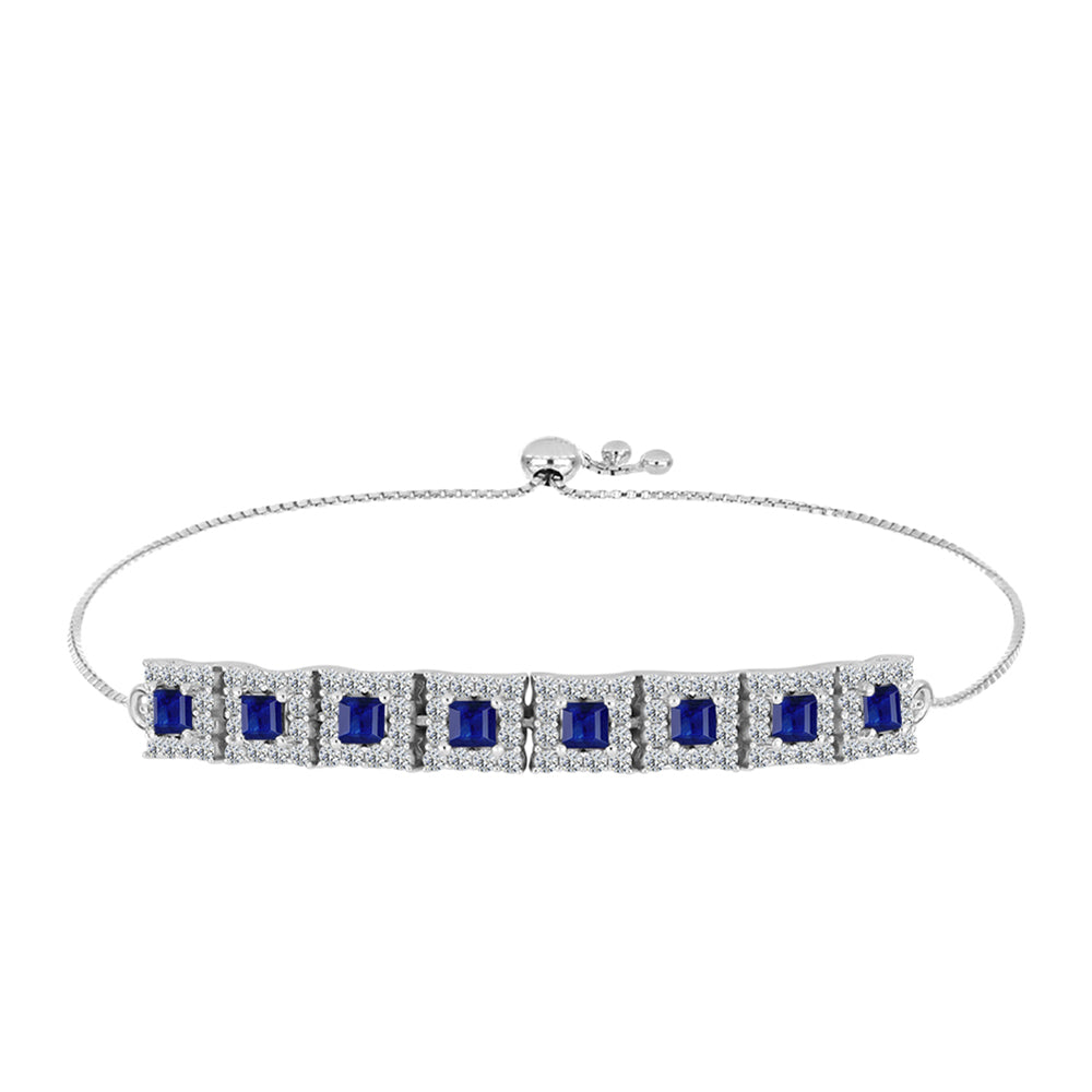Pulseira de Prata com Safira Azul Australiana e Topázio Branco  Contraste: Cabeca de Veado (800) 1 