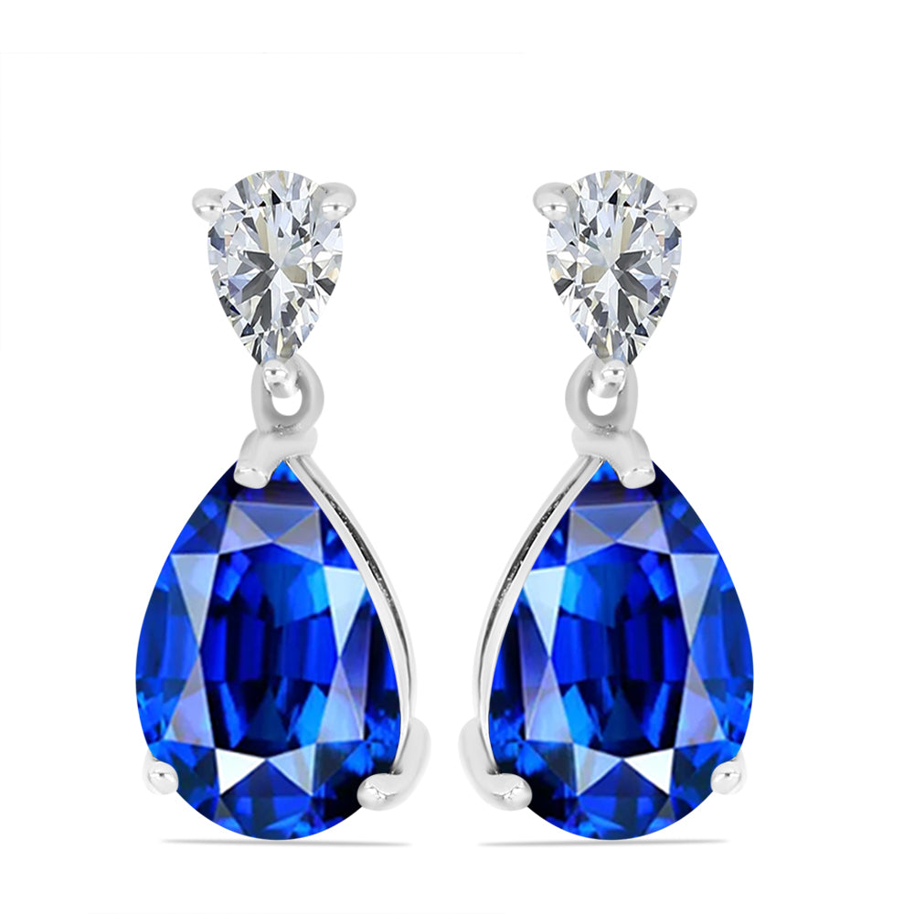 Brincos de Prata com Safira Azul Australiana e Topázio Branco