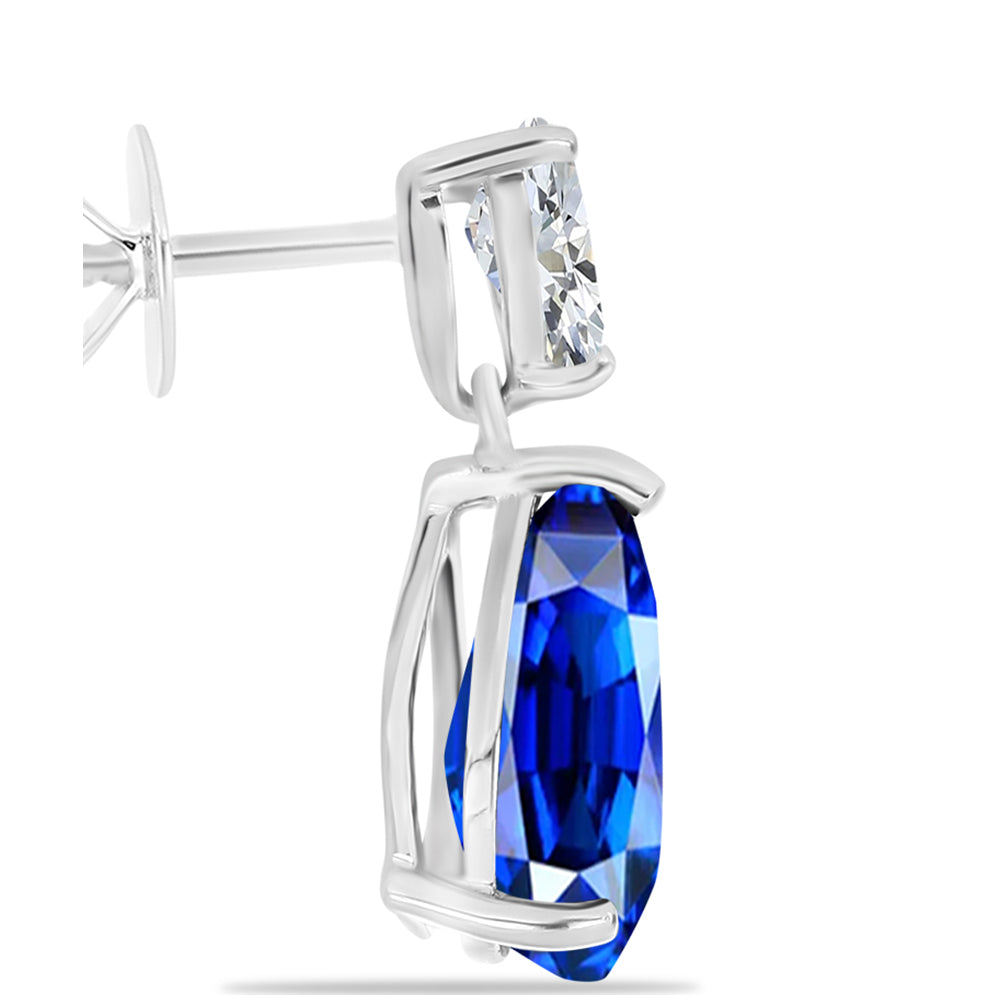 Brincos de Prata com Safira Azul Australiana e Topázio Branco 2 