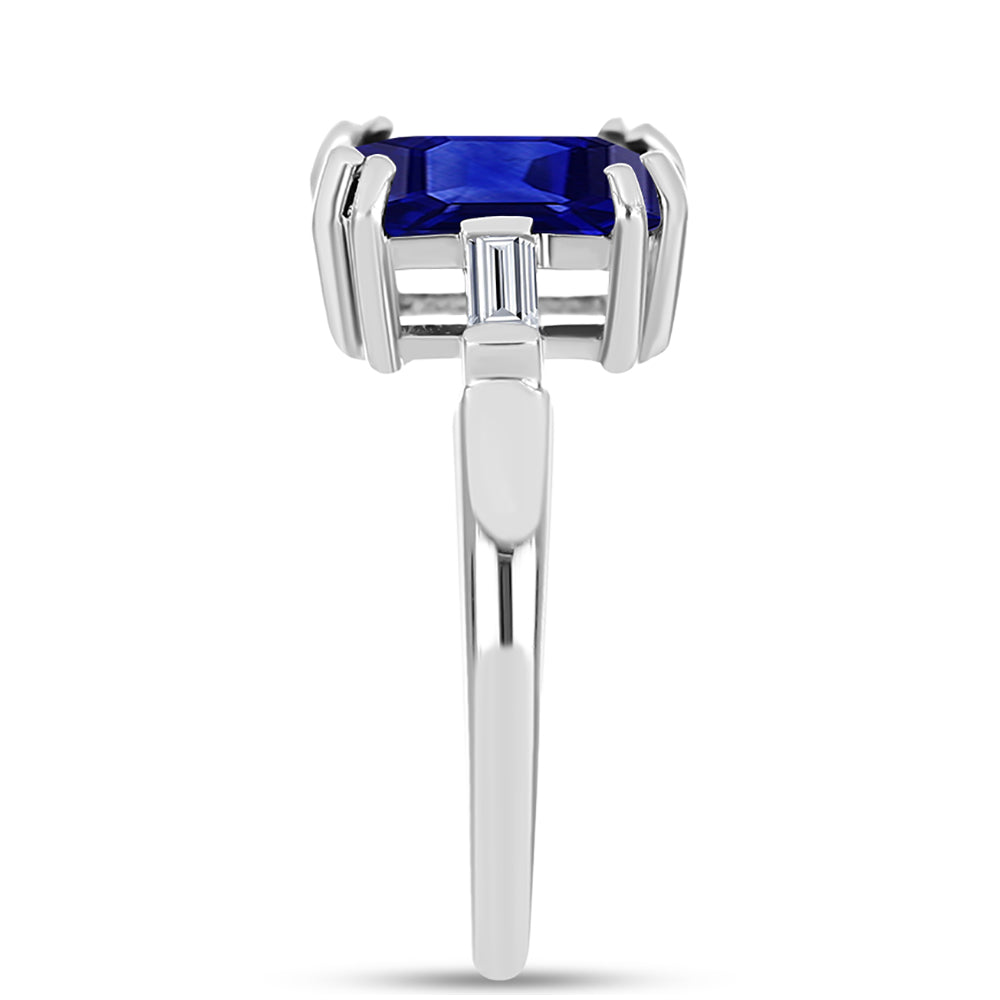 Anel de Prata com Safira Azul Australiana e Topázio Branco 4 