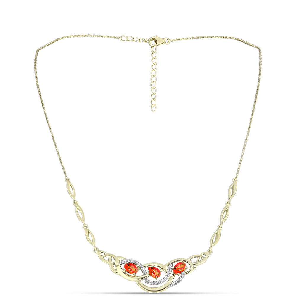 Colar de Prata com Banho de Ouro com Turquesa de Mohave e Topázio Branco  Contraste: Cabeca de Veado (800) 1 