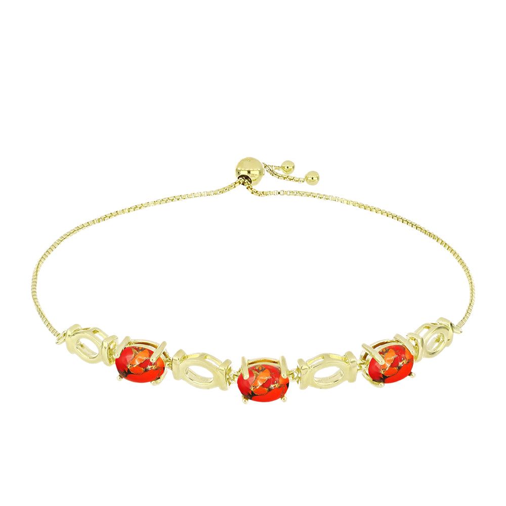 Pulseira de Prata com Banho de Ouro com Turquesa de Mohave  Contraste: Cabeca de Veado (800) 1 