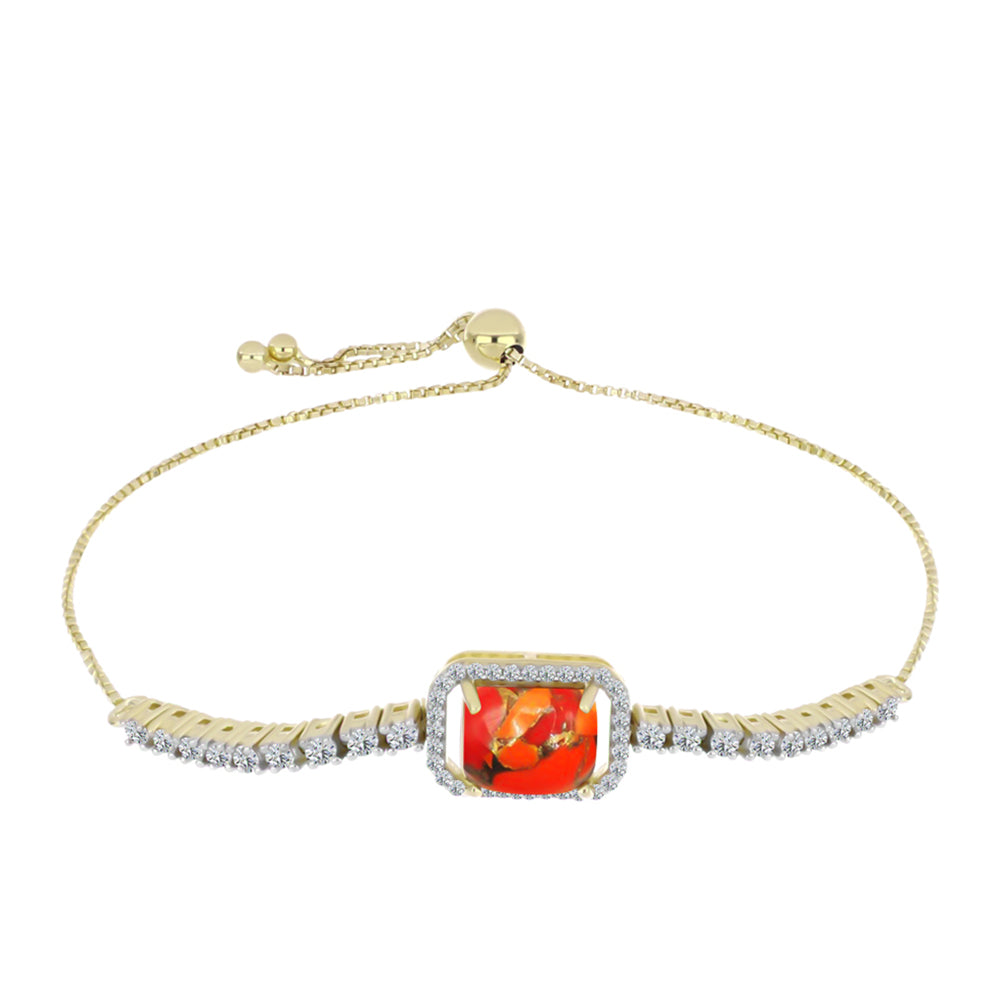 Pulseira de Prata com Banho de Ouro com Turquesa de Mohave e Topázio Branco  Contraste: Cabeca de Veado (800) 1 