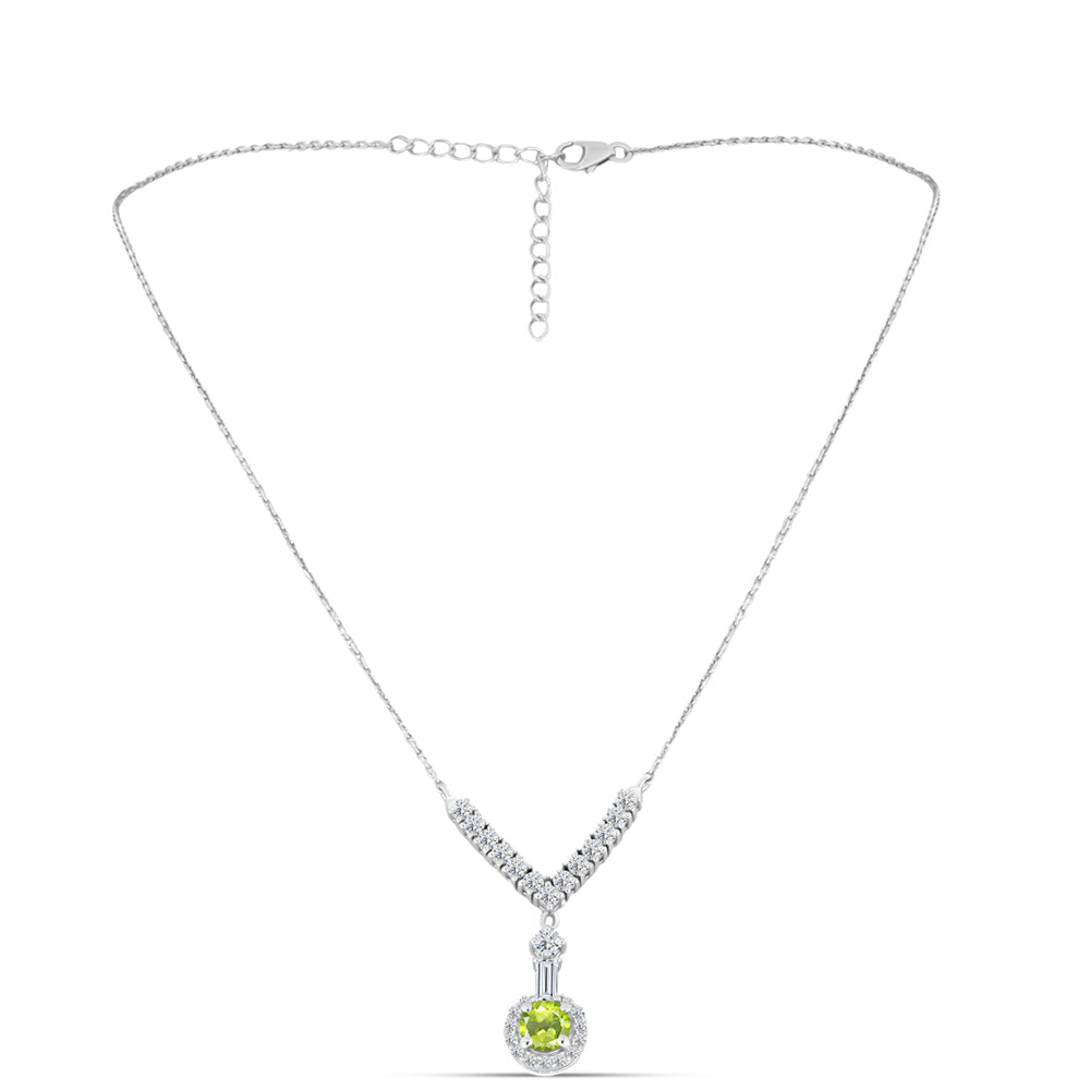 Colar de Prata com Peridoto de Changbai e Topázio Branco  Contraste: Cabeca de Veado (800)