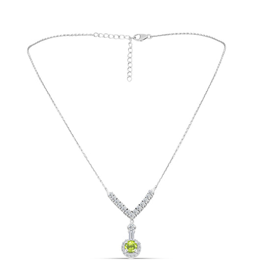 Colar de Prata com Peridoto de Changbai e Topázio Branco  Contraste: Cabeca de Veado (800)