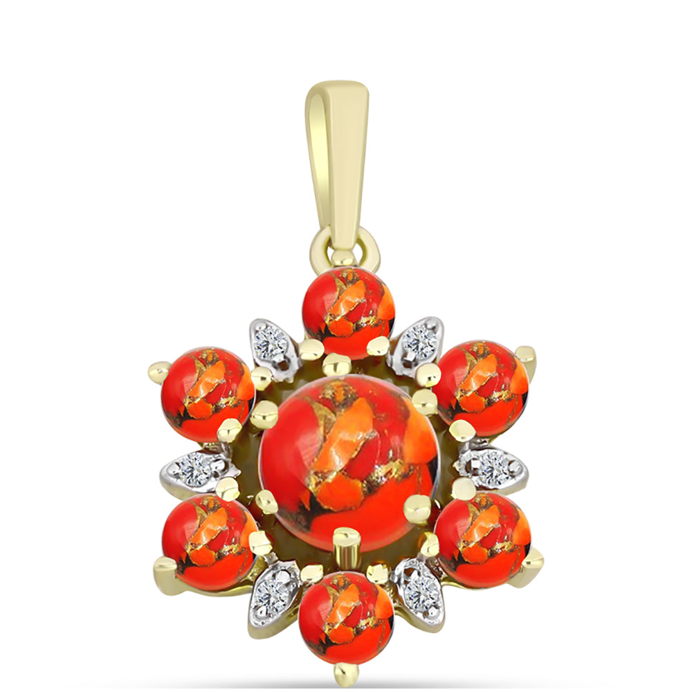 Pendente de Prata com Banho de Ouro com Turquesa de Mohave e Topázio Branco 1 