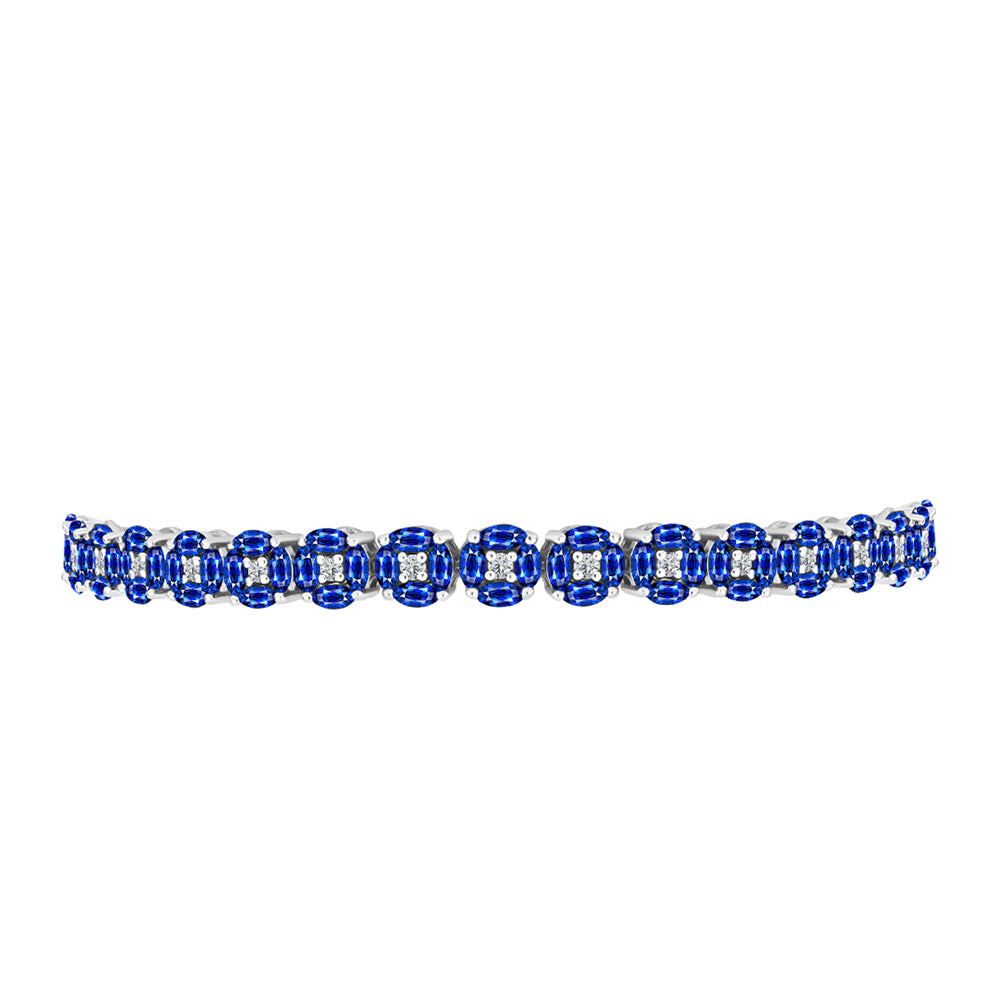 Pulseira de Prata com Safira Azul Australiana e Topázio Branco  Contraste: Cabeca de Veado (800) 2 