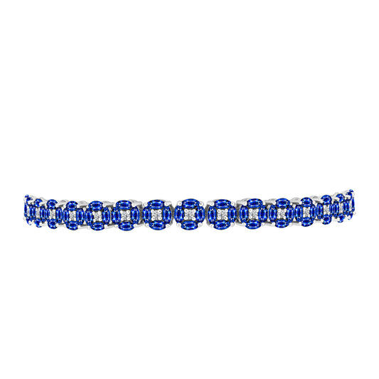 Pulseira de Prata com Safira Azul Australiana e Topázio Branco  Contraste: Cabeca de Veado (800)