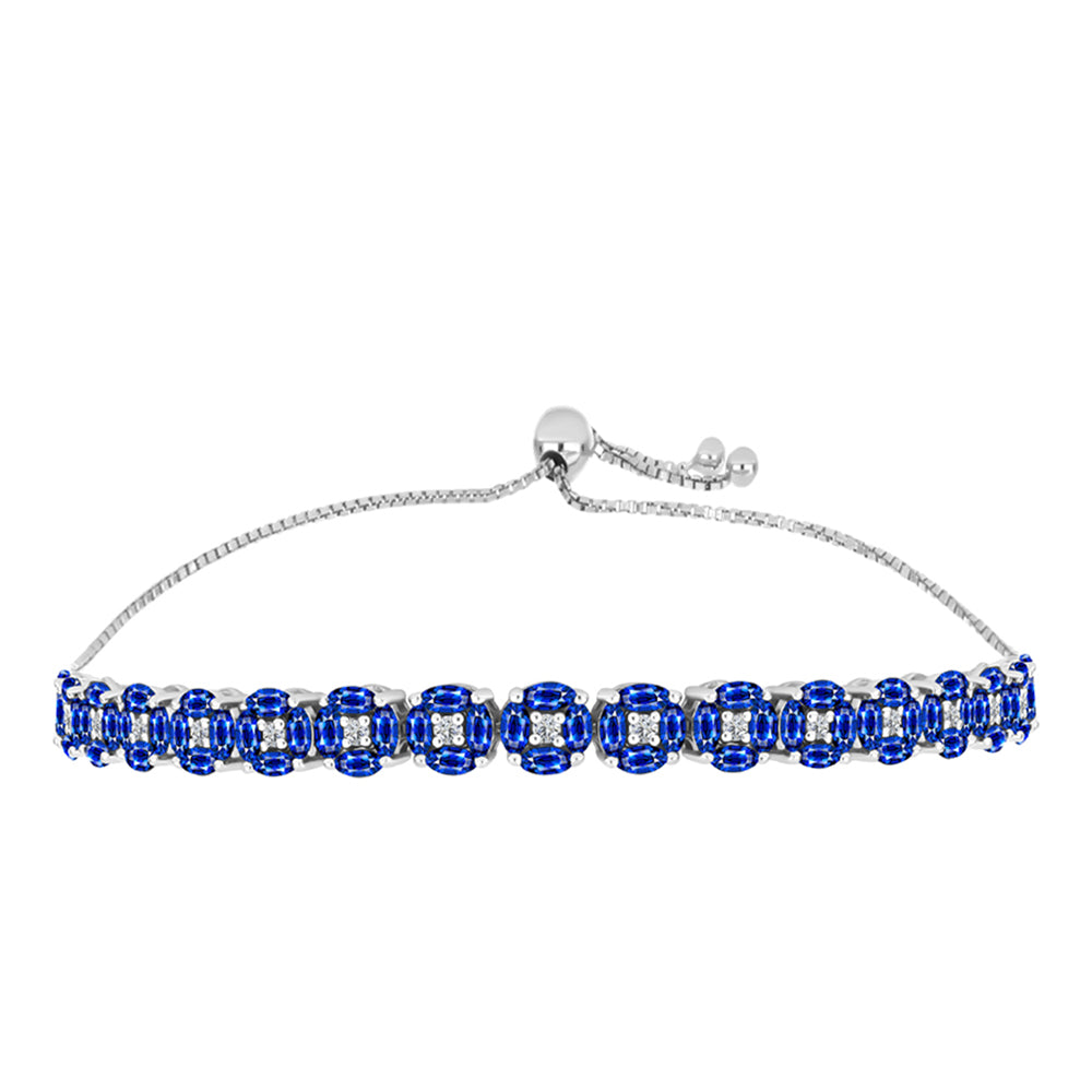 Pulseira de Prata com Safira Azul Australiana e Topázio Branco  Contraste: Cabeca de Veado (800)