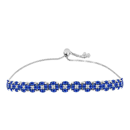 Pulseira de Prata com Safira Azul Australiana e Topázio Branco  Contraste: Cabeca de Veado (800)