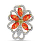 Alfinete de Prata com Banho de Ouro com Turquesa de Mohave e Topázio Branco  Contraste: Cabeca de Veado (800)
