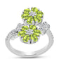 Anel de Prata com Peridoto de Changbai e Topázio Branco  Contraste: Cabeca de Veado (800)