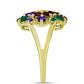 Anel de Prata com Banho de Ouro com Ametista de Marrocos e Ágata Verde  Contraste: Cabeca de Veado (800)
