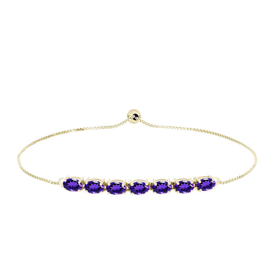 Pulseira de Prata com Banho de Ouro com Ametista de Marrocos  Contraste: Cabeca de Veado (800)