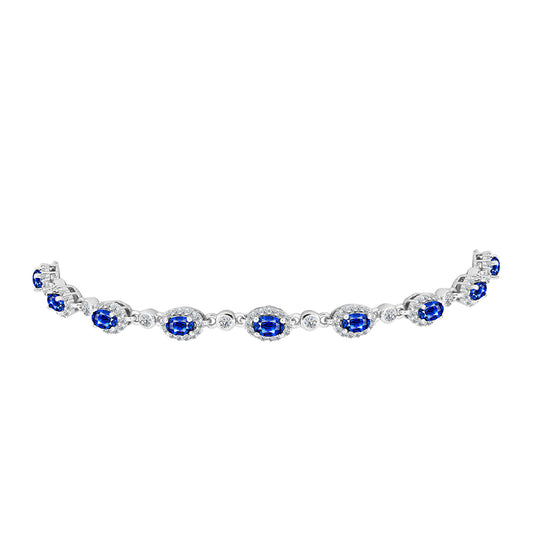 Pulseira de Prata com Safira Azul Australiana e Topázio Branco  Contraste: Cabeca de Veado (800)