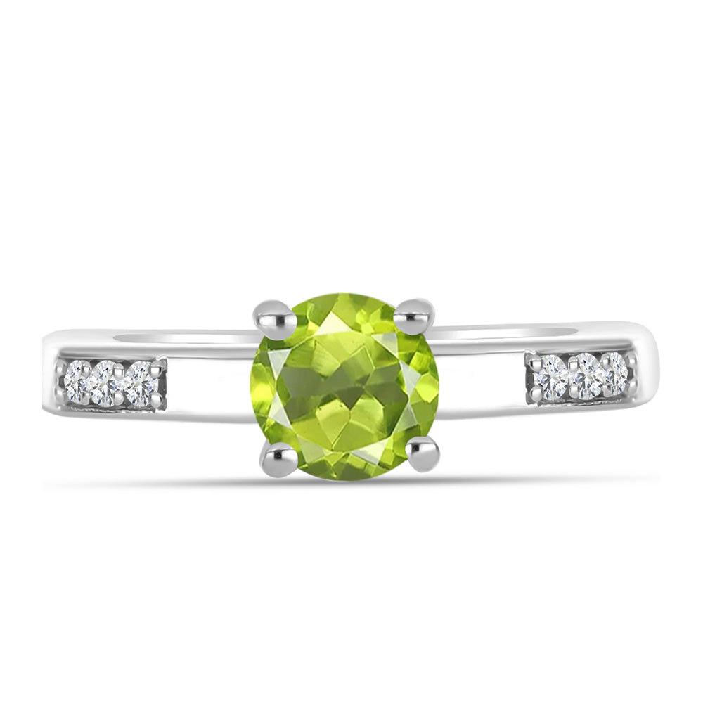 Anel de Prata com Peridoto de Changbai e Topázio Branco 1 