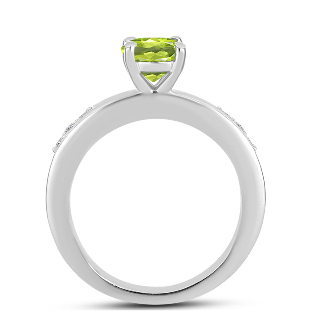Anel de Prata com Peridoto de Changbai e Topázio Branco