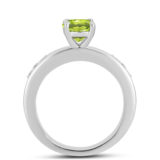 Anel de Prata com Peridoto de Changbai e Topázio Branco
