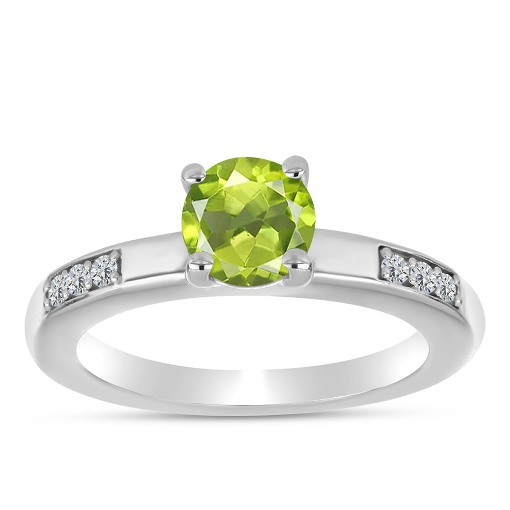 Anel de Prata com Peridoto de Changbai e Topázio Branco 3 