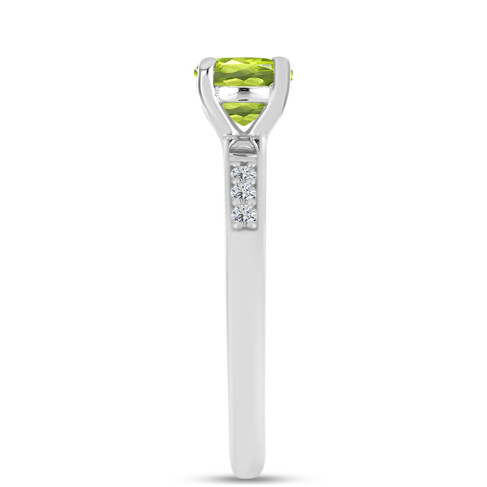 Anel de Prata com Peridoto de Changbai e Topázio Branco