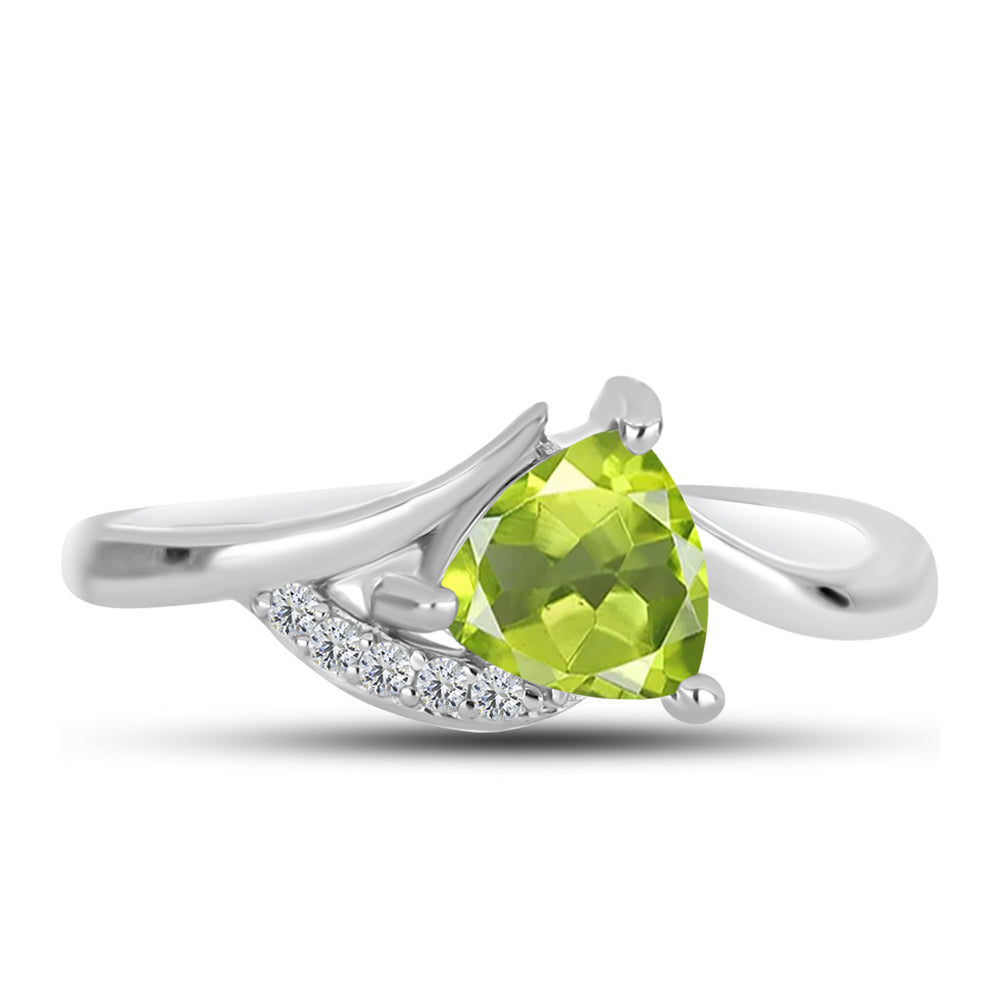 Anel de Prata com Peridoto de Changbai e Topázio Branco