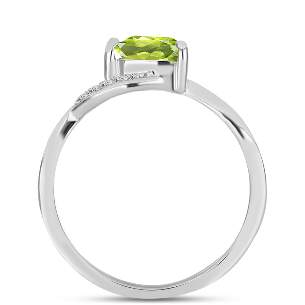 Anel de Prata com Peridoto de Changbai e Topázio Branco