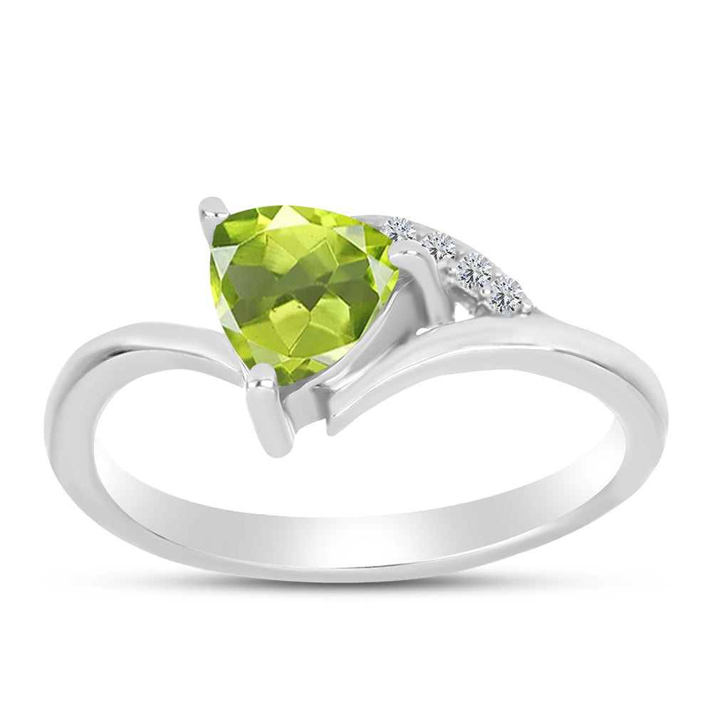 Anel de Prata com Peridoto de Changbai e Topázio Branco