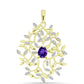 Pendente de Prata com Banho de Ouro com Ametista de Marrocos e Topázio Branco  Contraste: Cabeca de Veado (800)